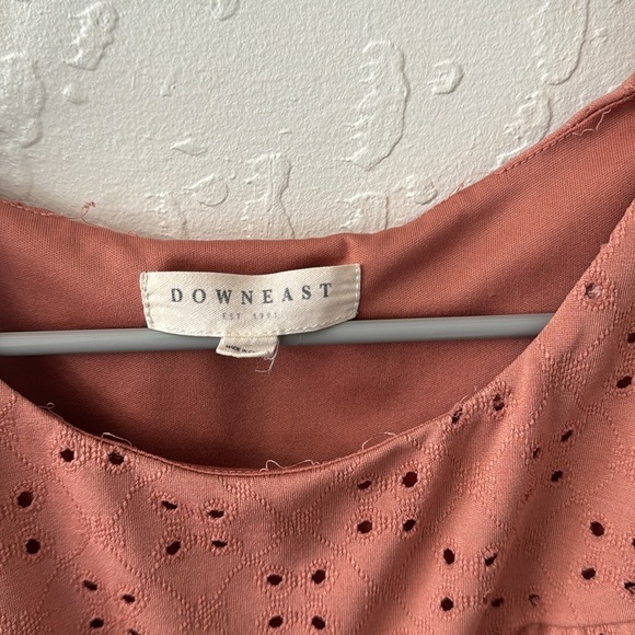 DownEast Pink Eyelet Flutter Sleeve Lined Midi Dress Size Large - Picture 5 of 10